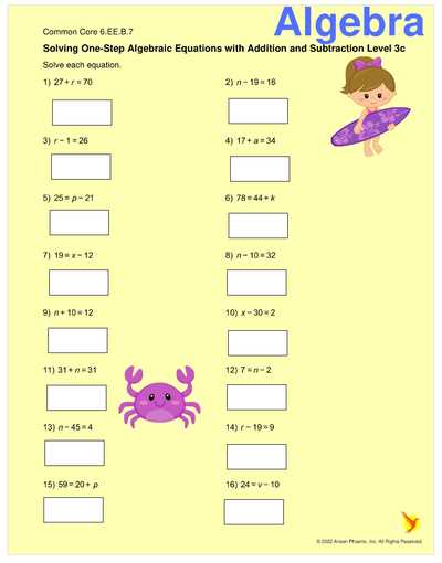 addition and subtraction equations worksheet
