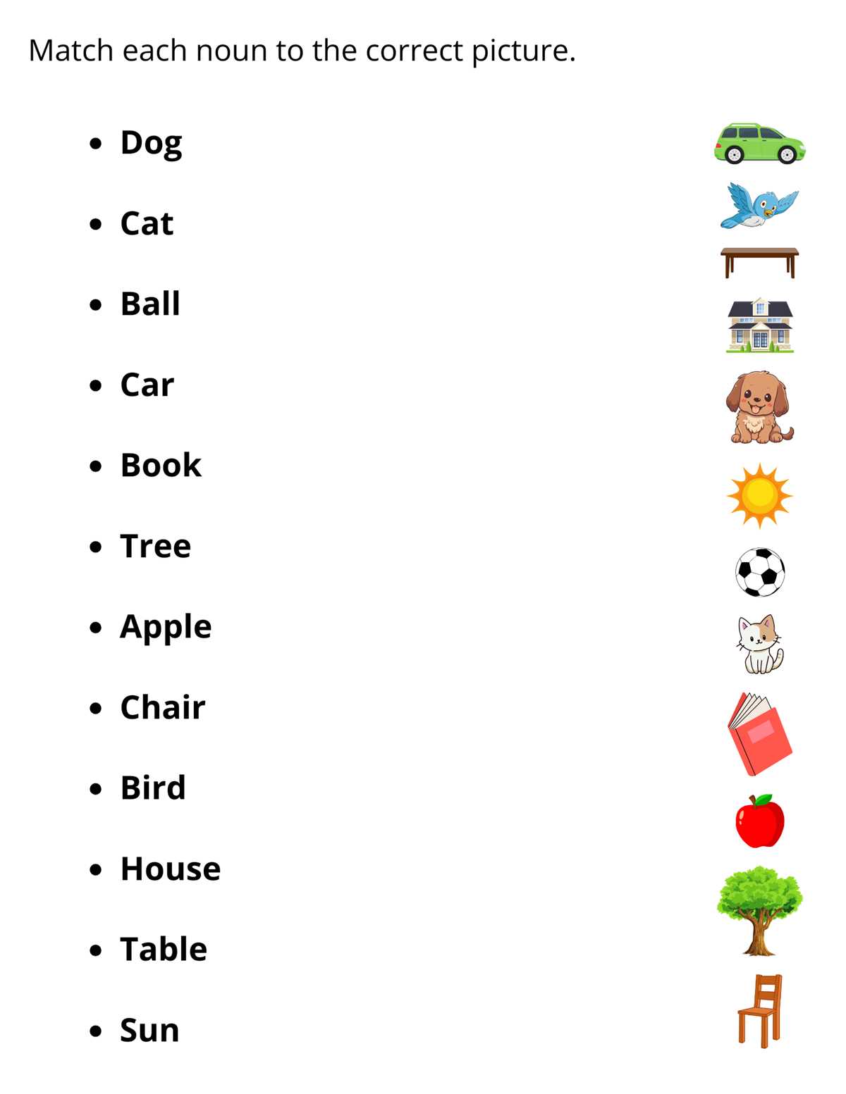 verbs nouns adjectives worksheet