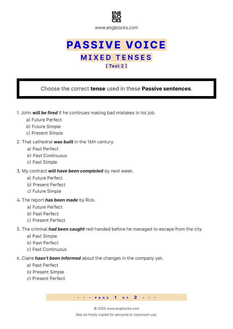 passive voice grammar worksheet