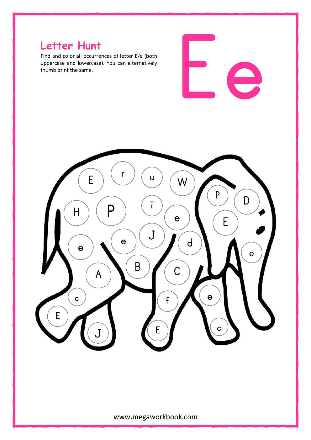 letter e activity worksheets