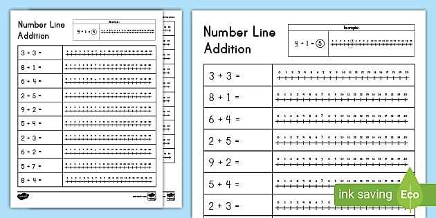number line adding worksheet