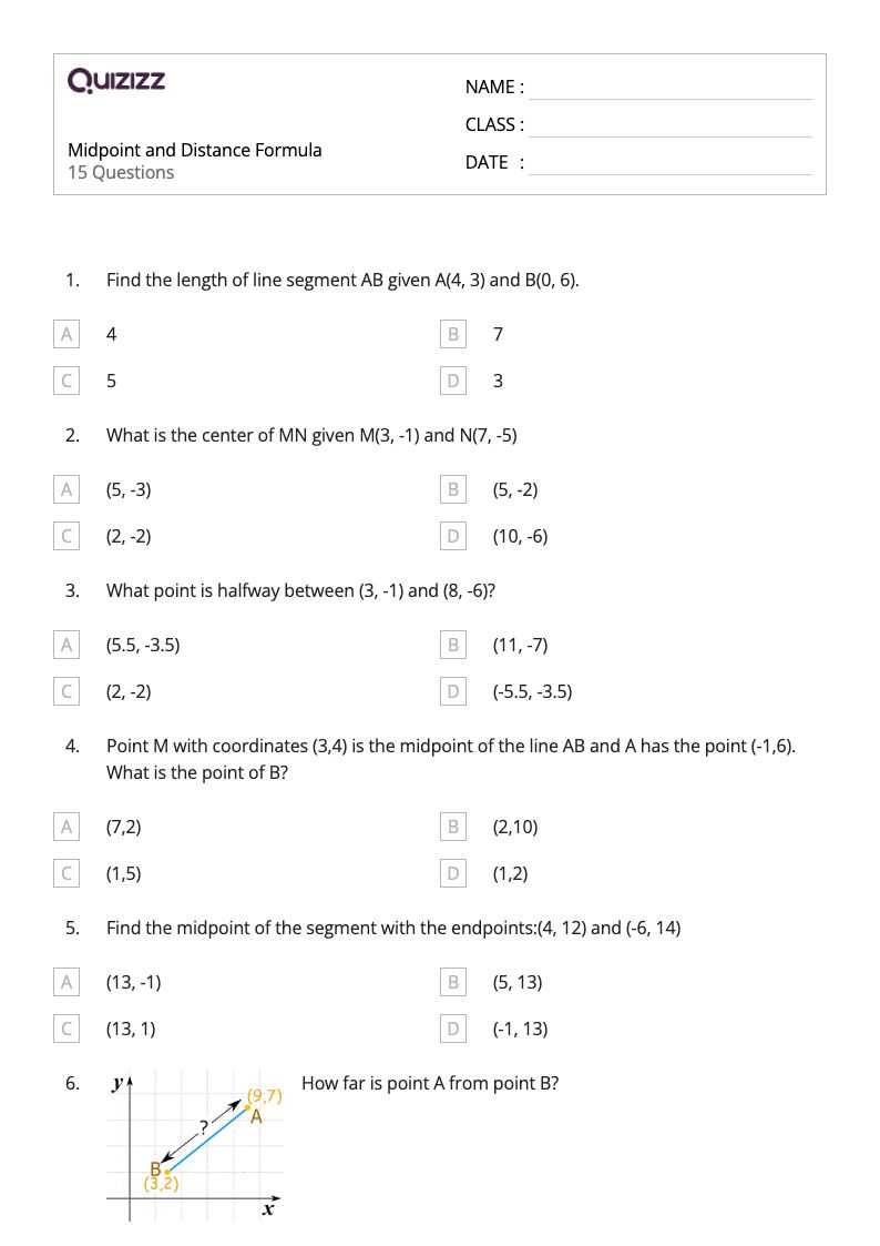 distance formula pythagorean theorem worksheet