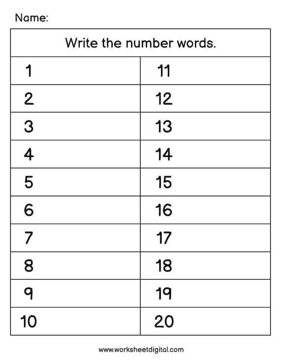 write numbers worksheet