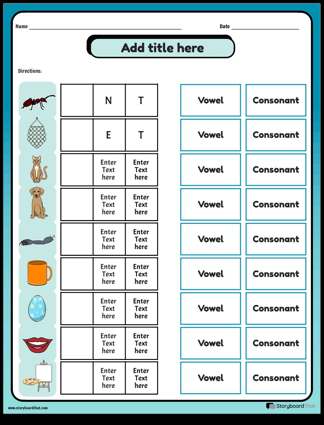 initial consonant worksheets
