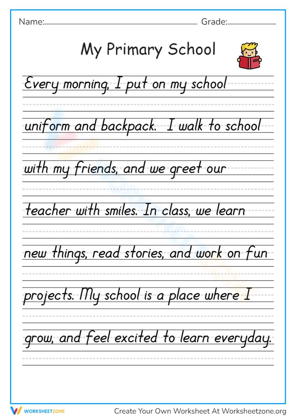 handwriting worksheets for year 4