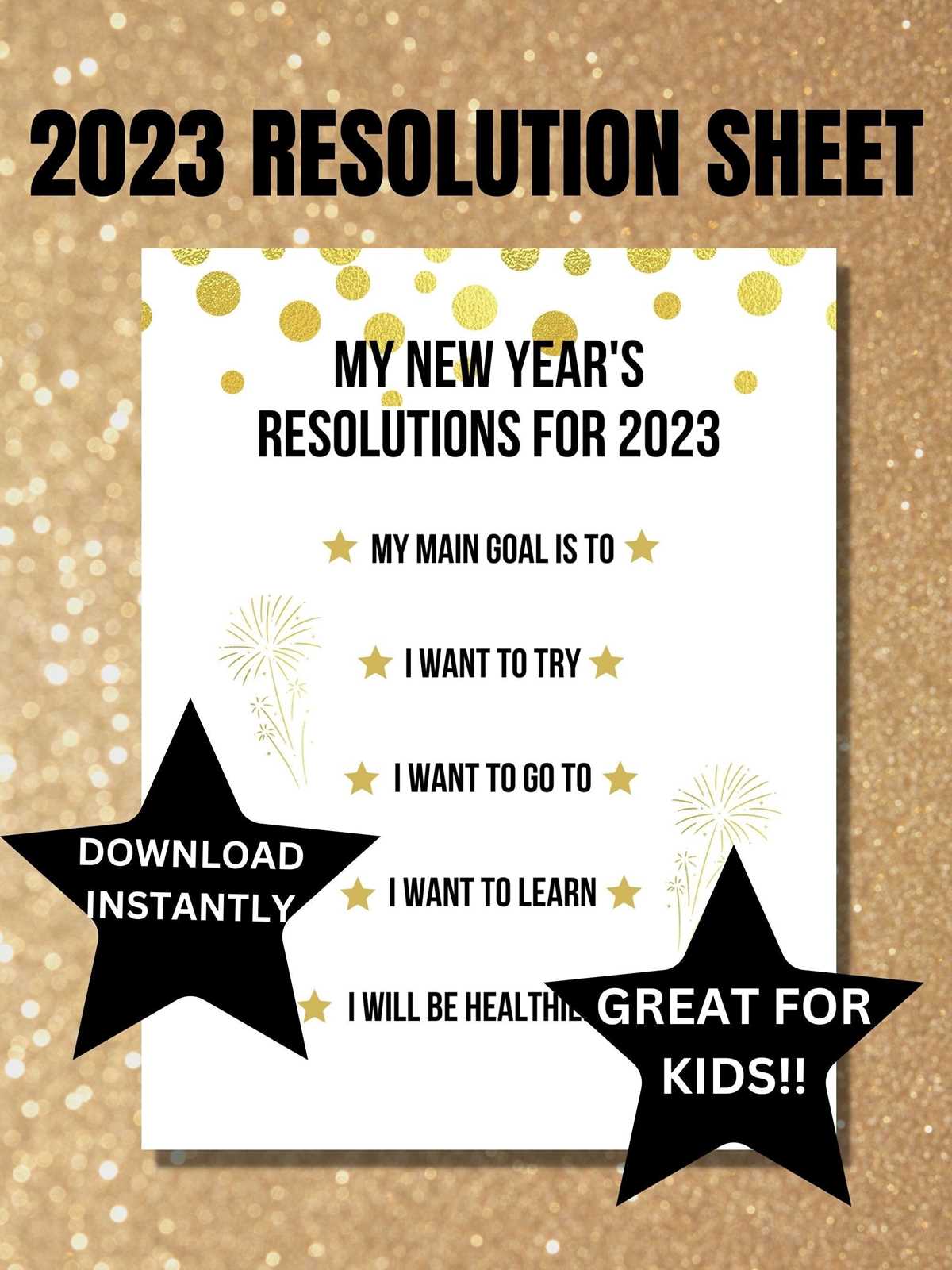 new years resolution worksheet
