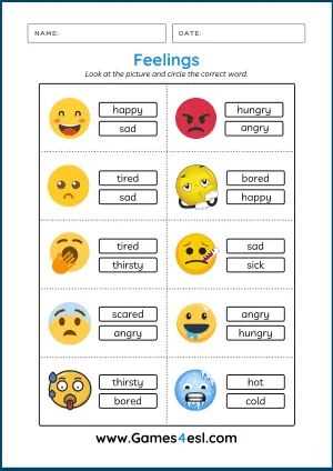 characters feelings worksheets