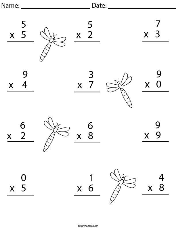 0 5 multiplication worksheets