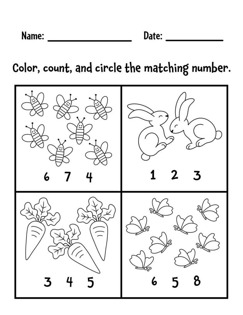 pre k counting worksheets