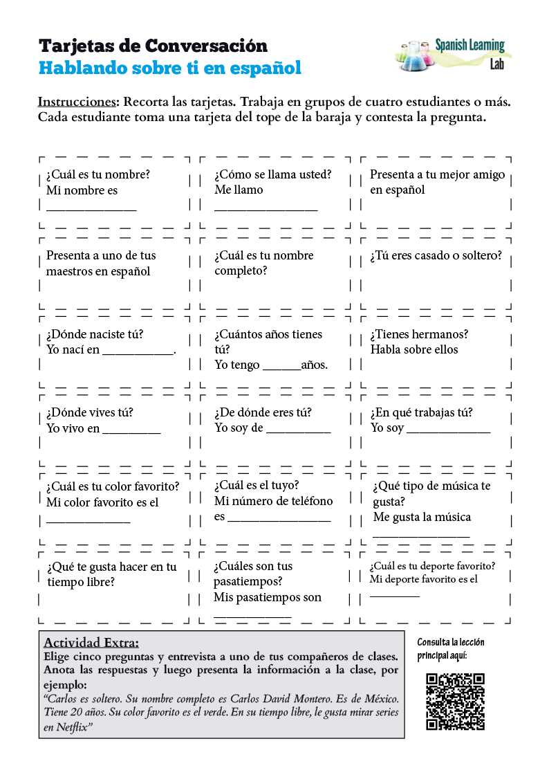 basic spanish worksheets
