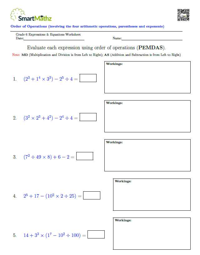 worksheet on pemdas