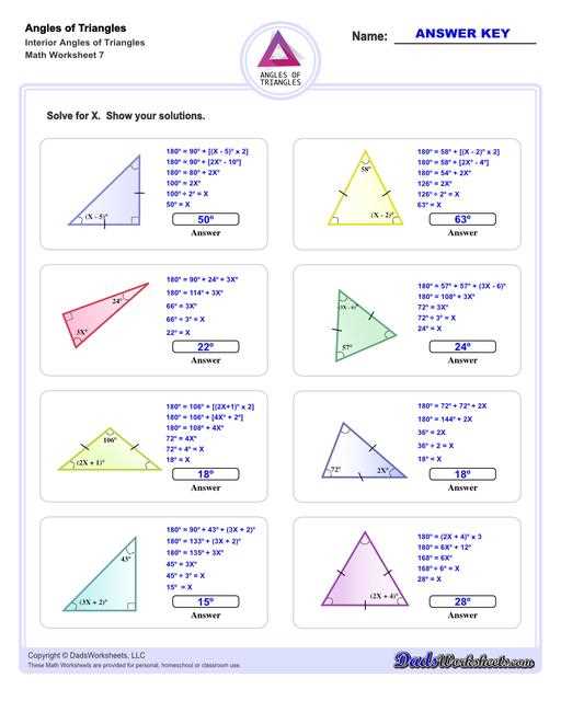 exterior angles of triangles worksheet