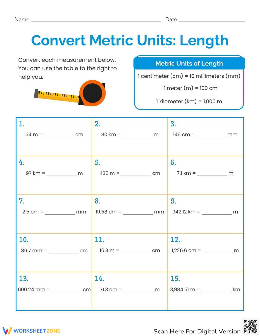 5th grade unit conversion worksheet