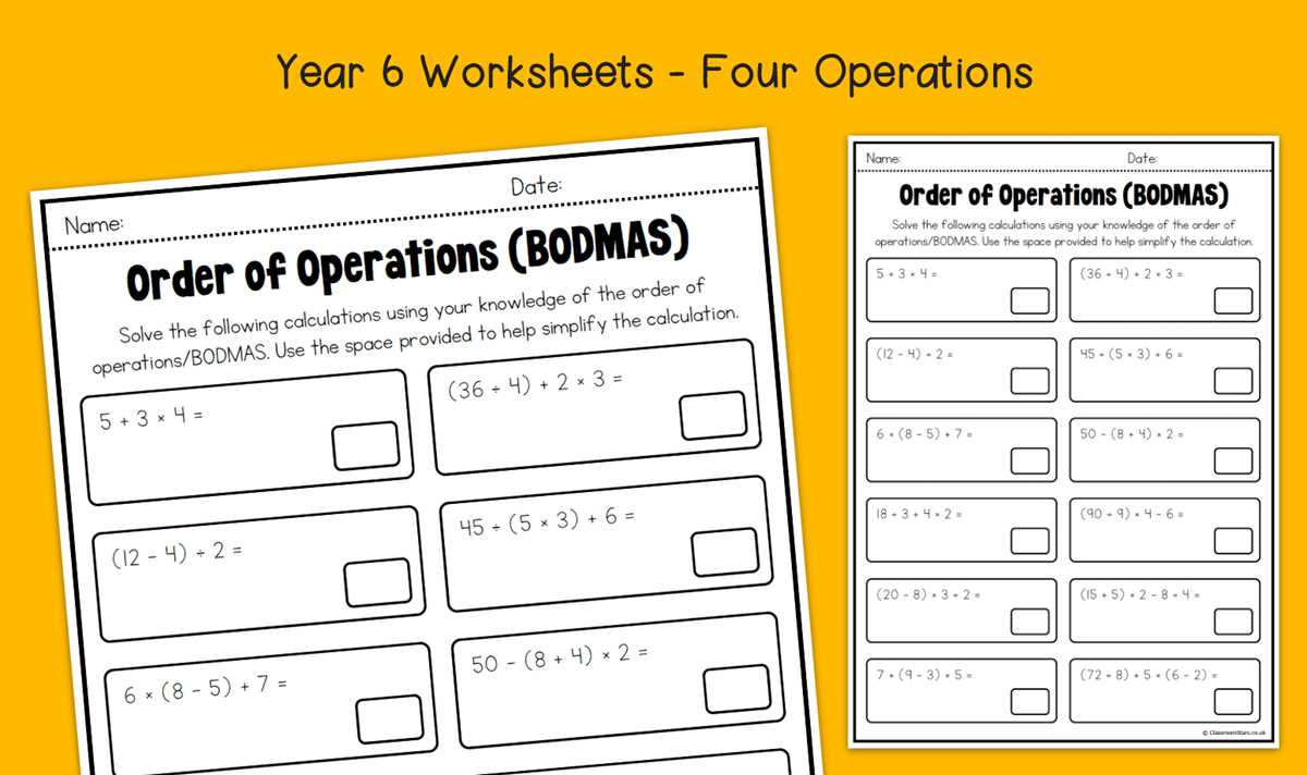 orders of operation worksheet