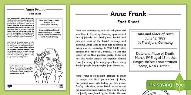 anne frank activities worksheets