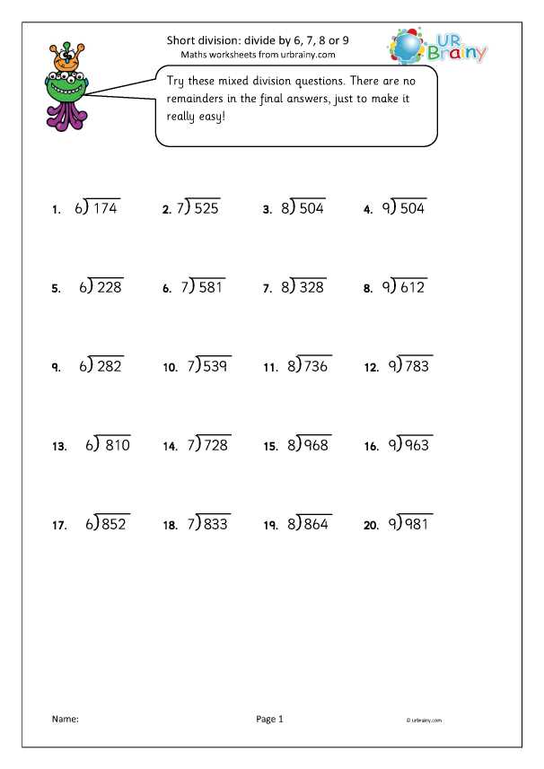 dividing by 6 worksheets