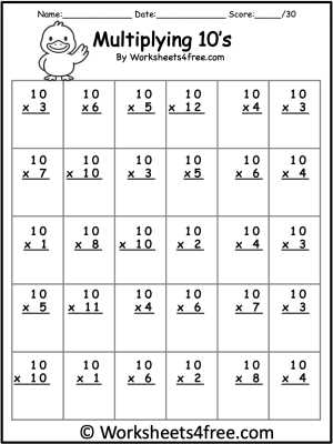 multiply by 10 worksheet