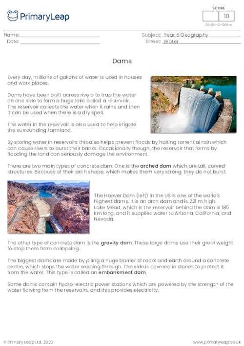 dam worksheet