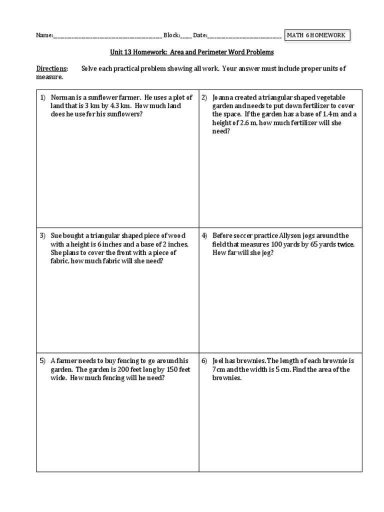 area and perimeter worksheets word problems