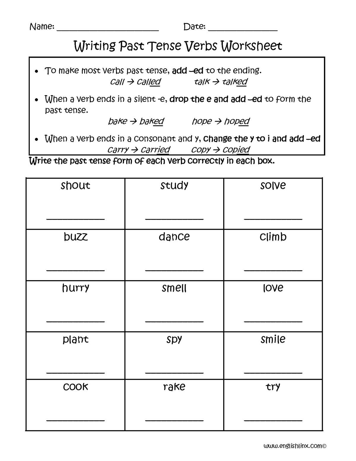 worksheets about verbs