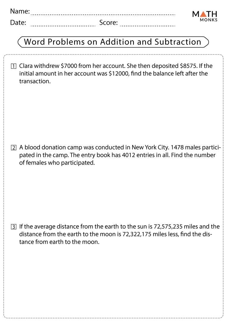 2 step word problems addition and subtraction worksheets