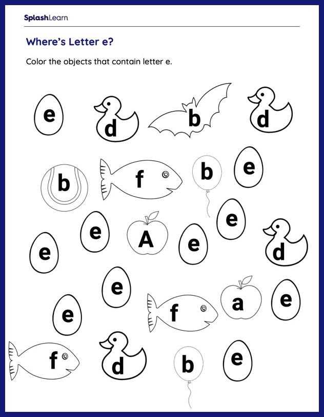 alphabet e worksheets