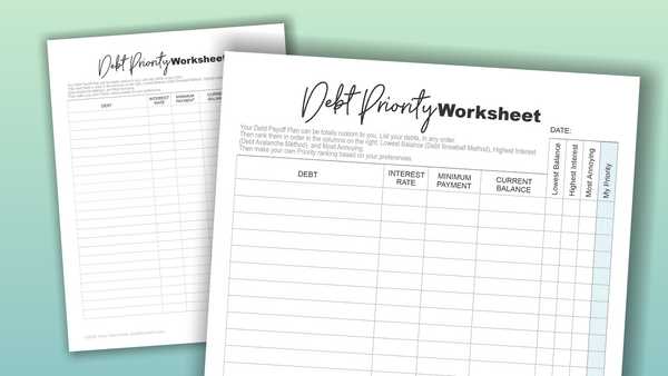debt payoff plan worksheet