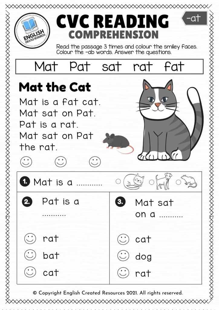 3 words reading worksheets