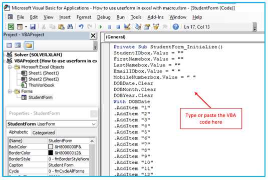 excel vba userform display data from worksheet