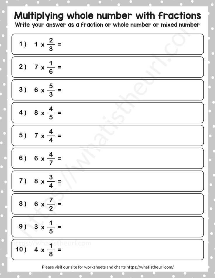 multiply fractions by whole numbers worksheet