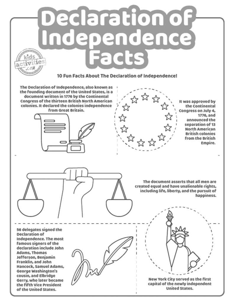 declaration of independence for kids worksheet