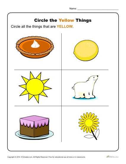yellow preschool worksheet