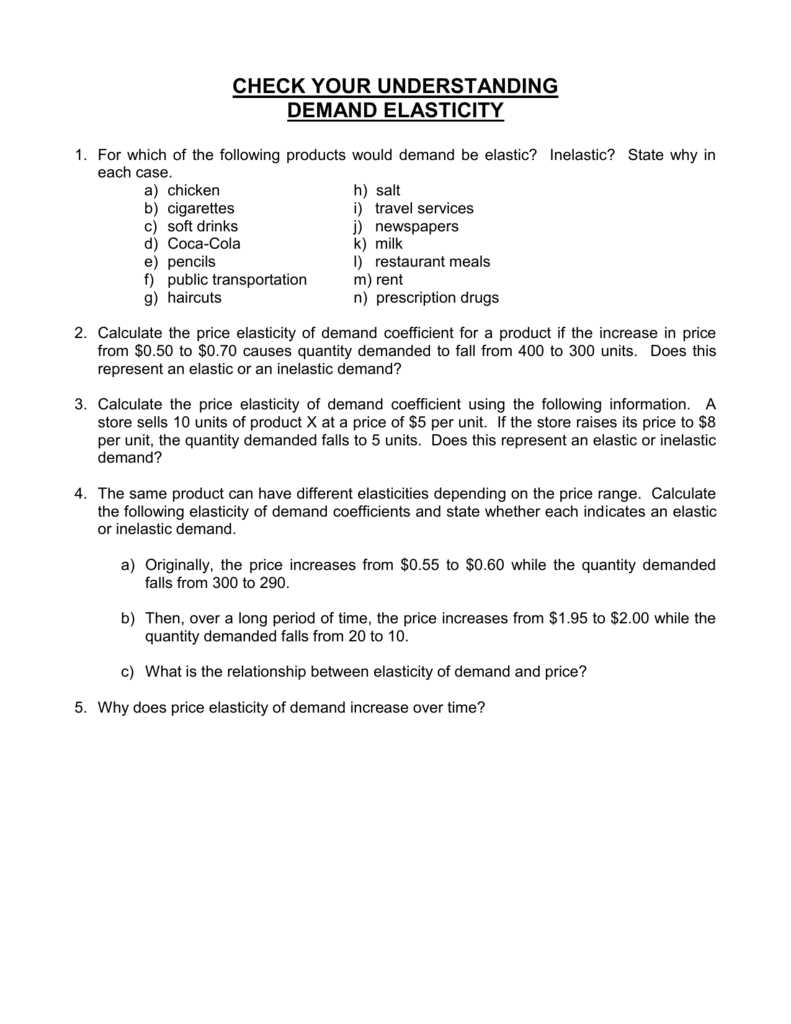 demand activity worksheet