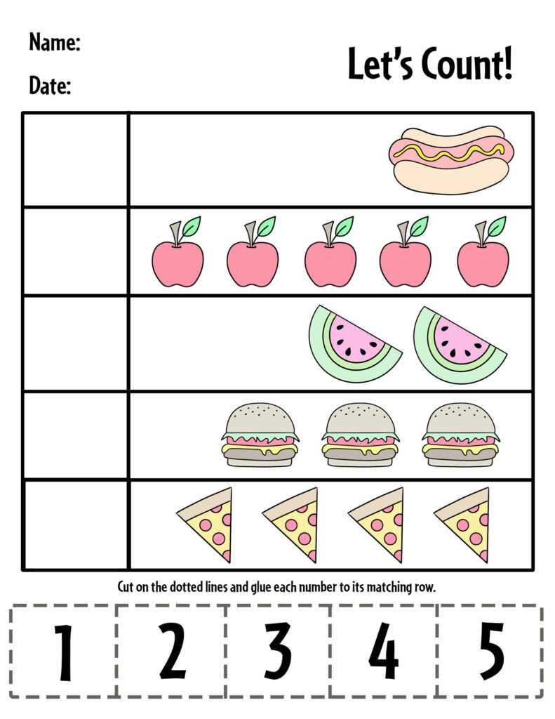 counting cut and paste worksheets