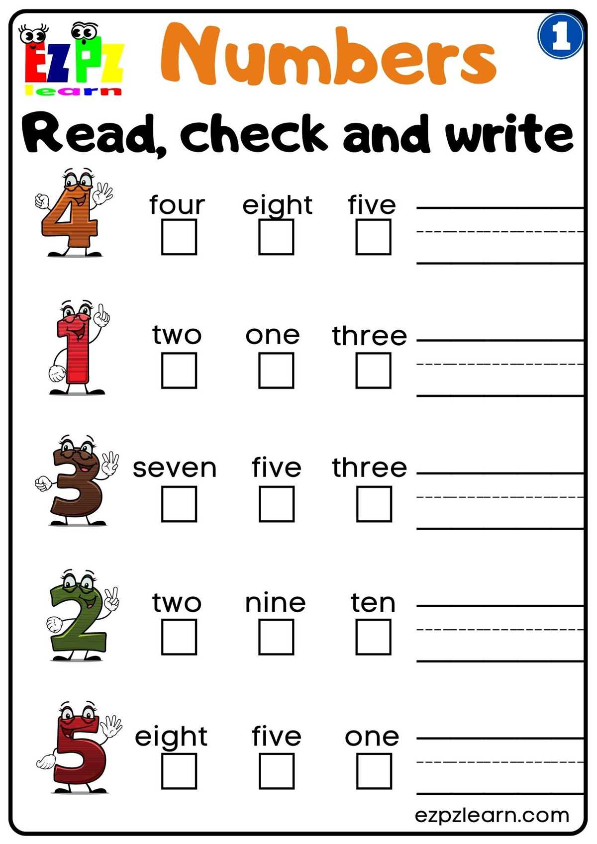 write numbers worksheet