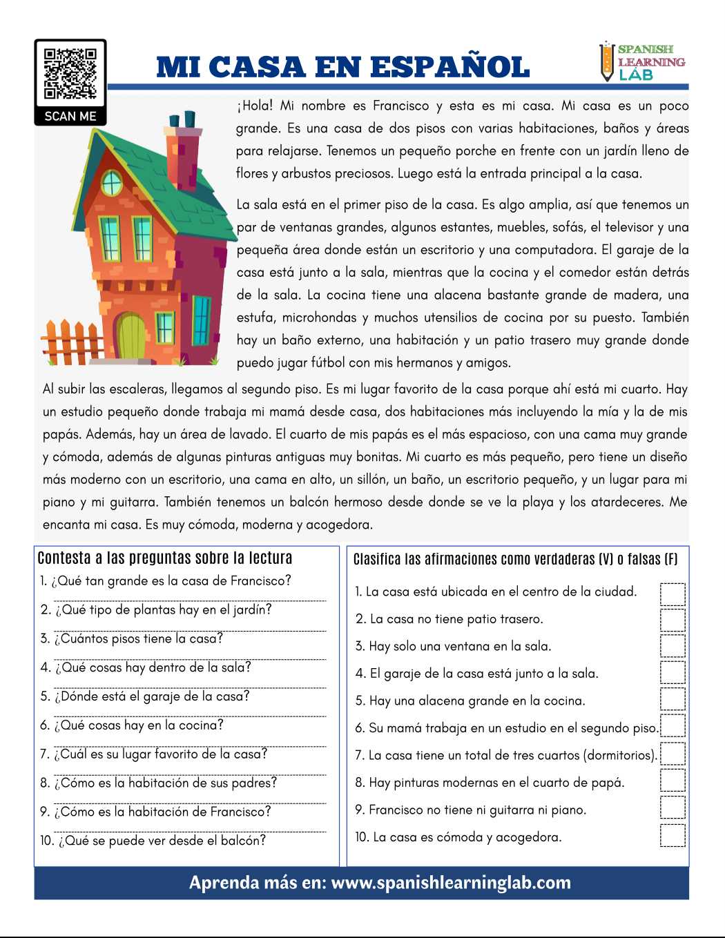 reading comprehension worksheets spanish