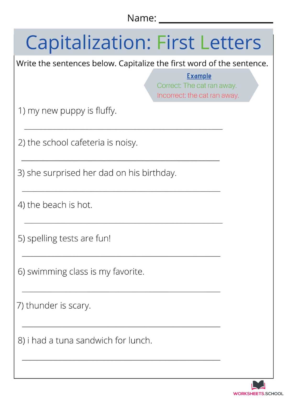4th grade capitalization worksheets