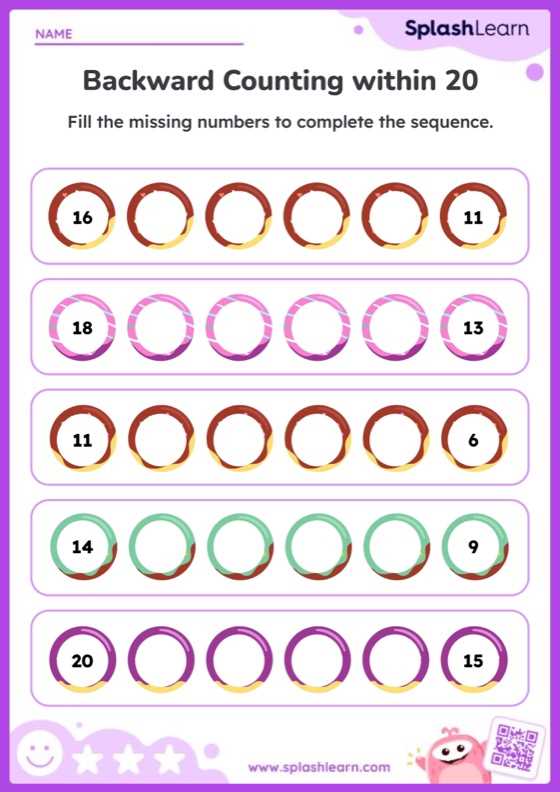 backward missing numbers worksheet