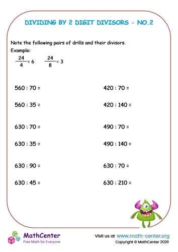 dividing with 2 digit divisors worksheet