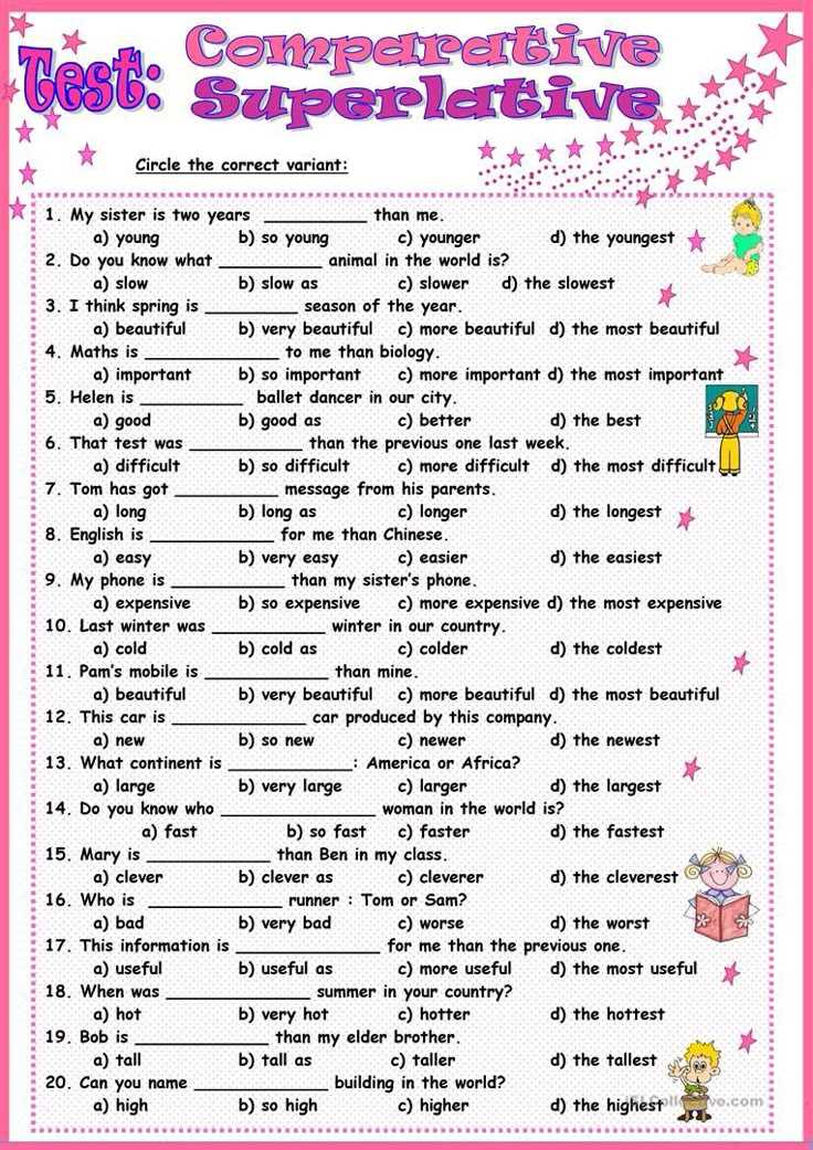 comparative superlative worksheet