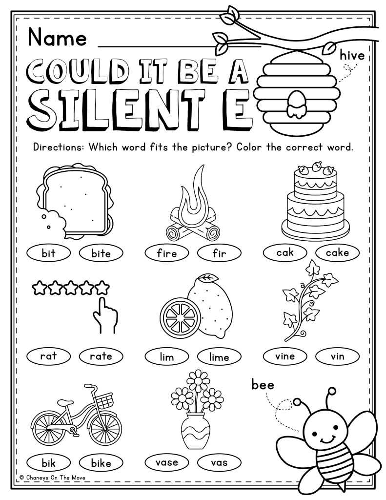 bossy e worksheets kindergarten