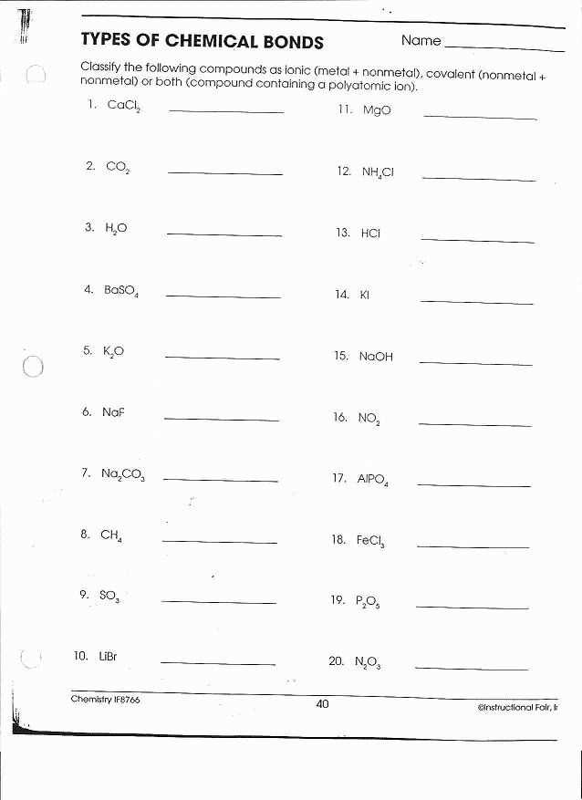 bonding reactions worksheet