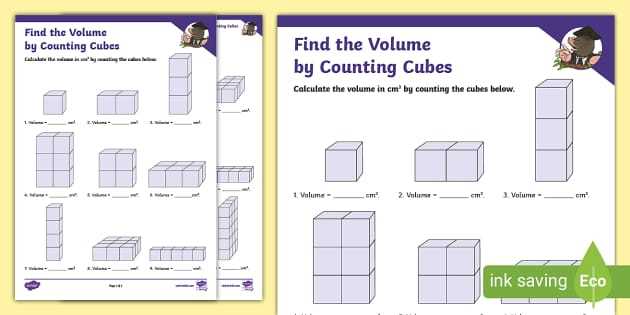 finding volume using unit cubes worksheet