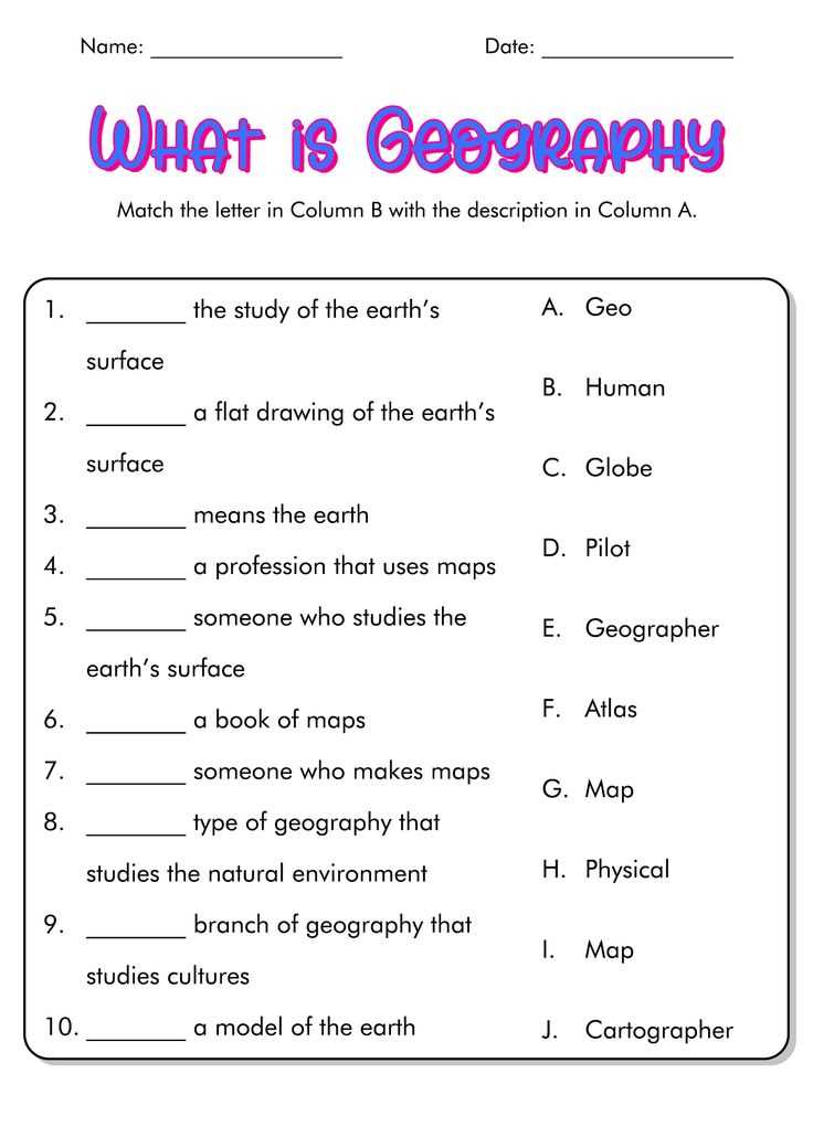 5 themes of geography worksheets