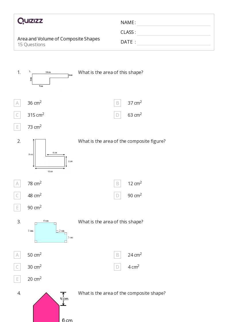 composite shapes volume worksheet