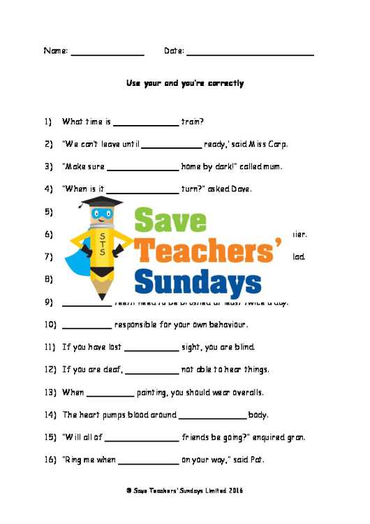 your you re worksheet