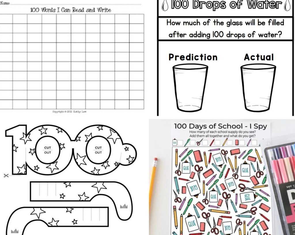 100 days of school math worksheets