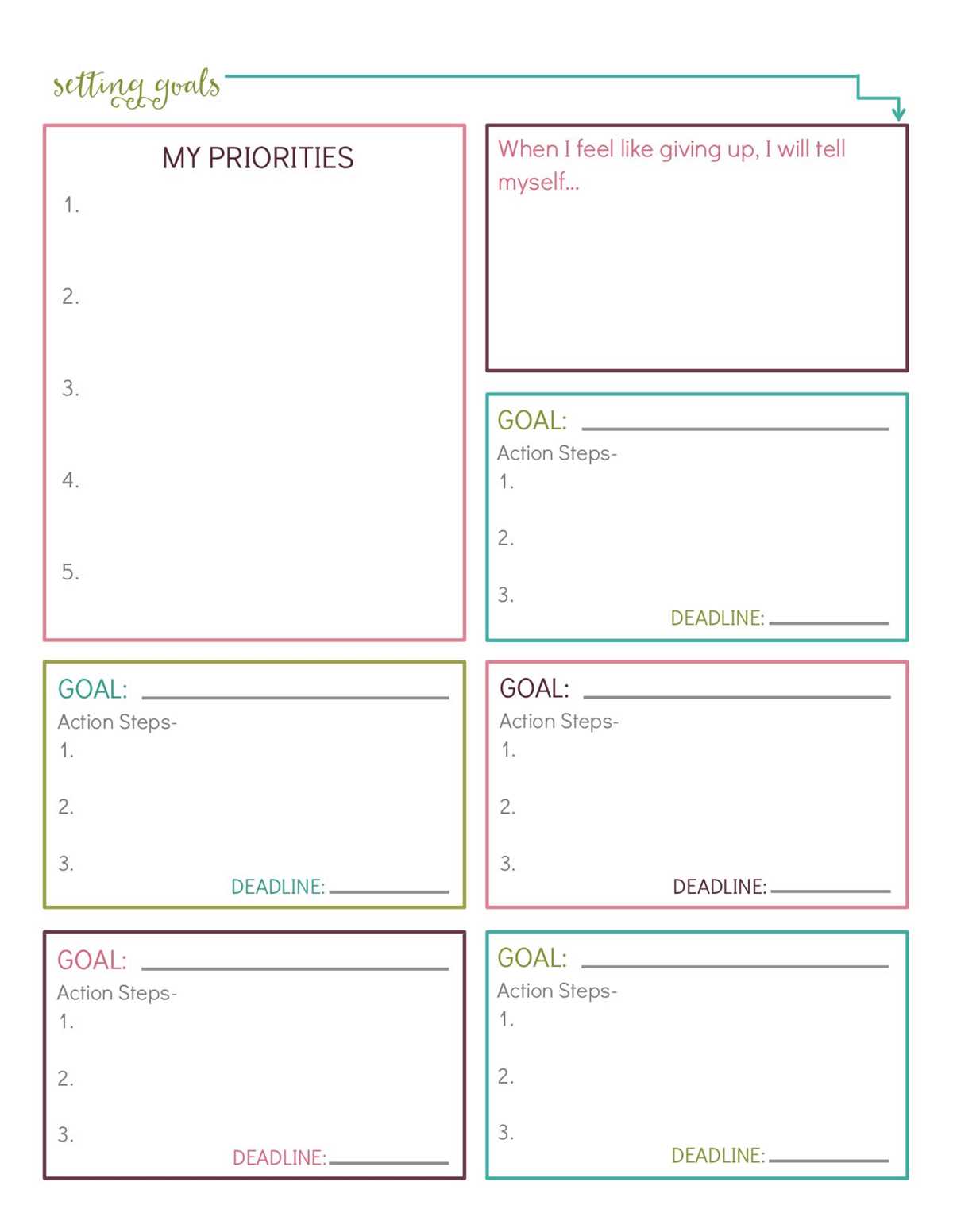 goal setting worksheet template