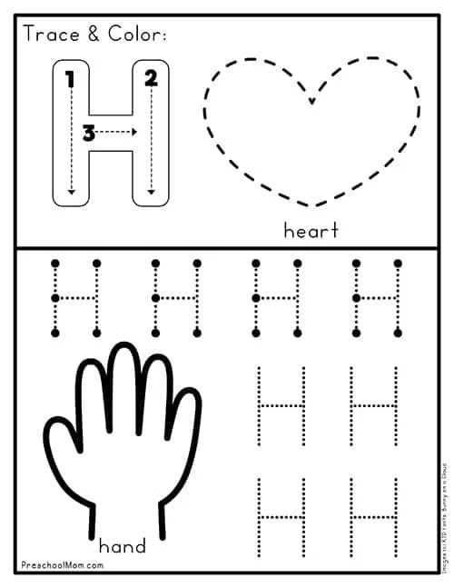 letter h tracing worksheets