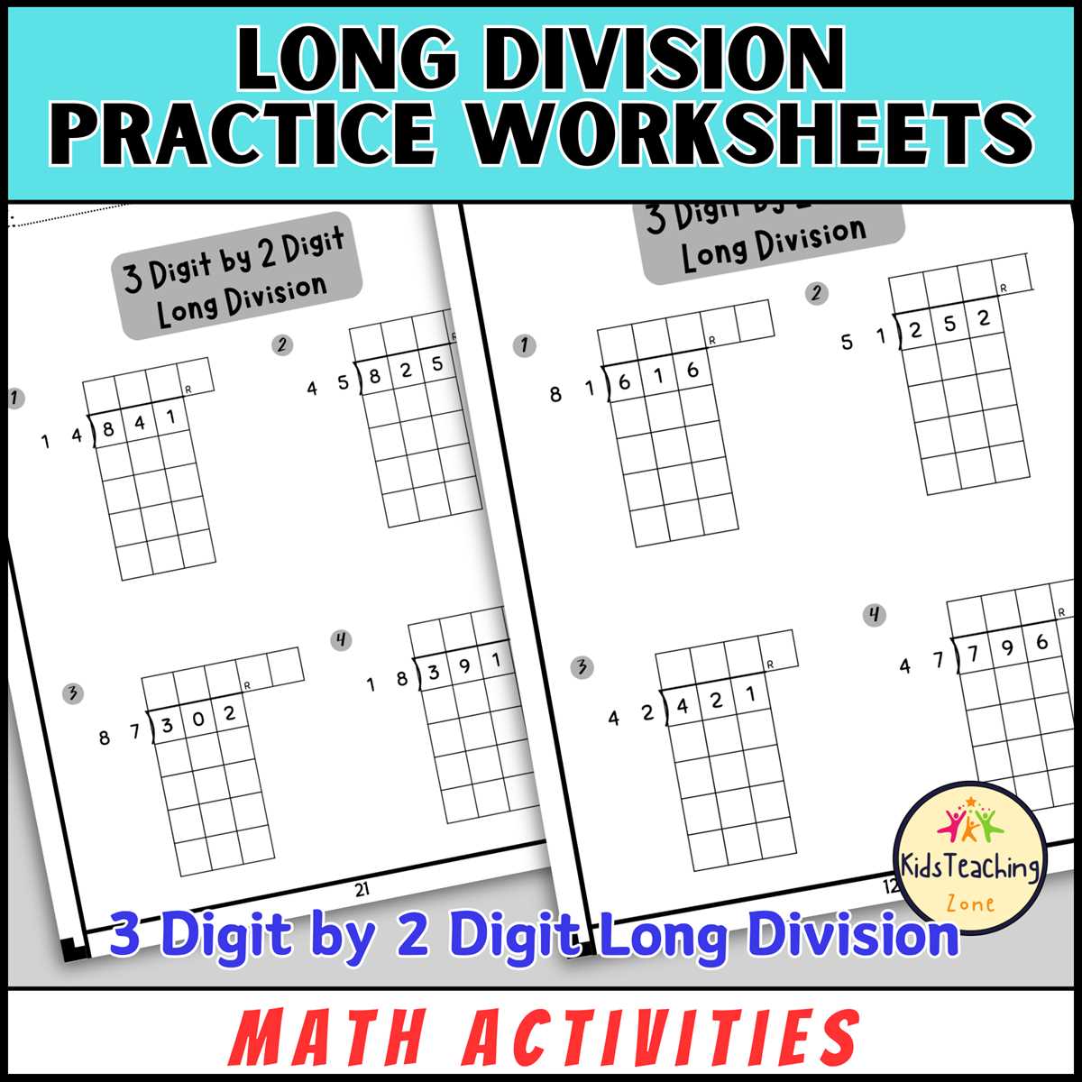 three digit divided by two digit worksheet
